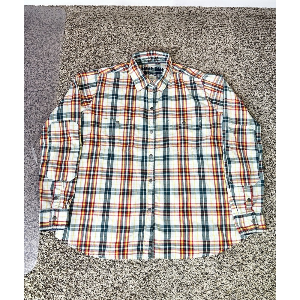 Dovetail Workwear Multi Color Plaid Long Sleeve Elbow Men's Size Large